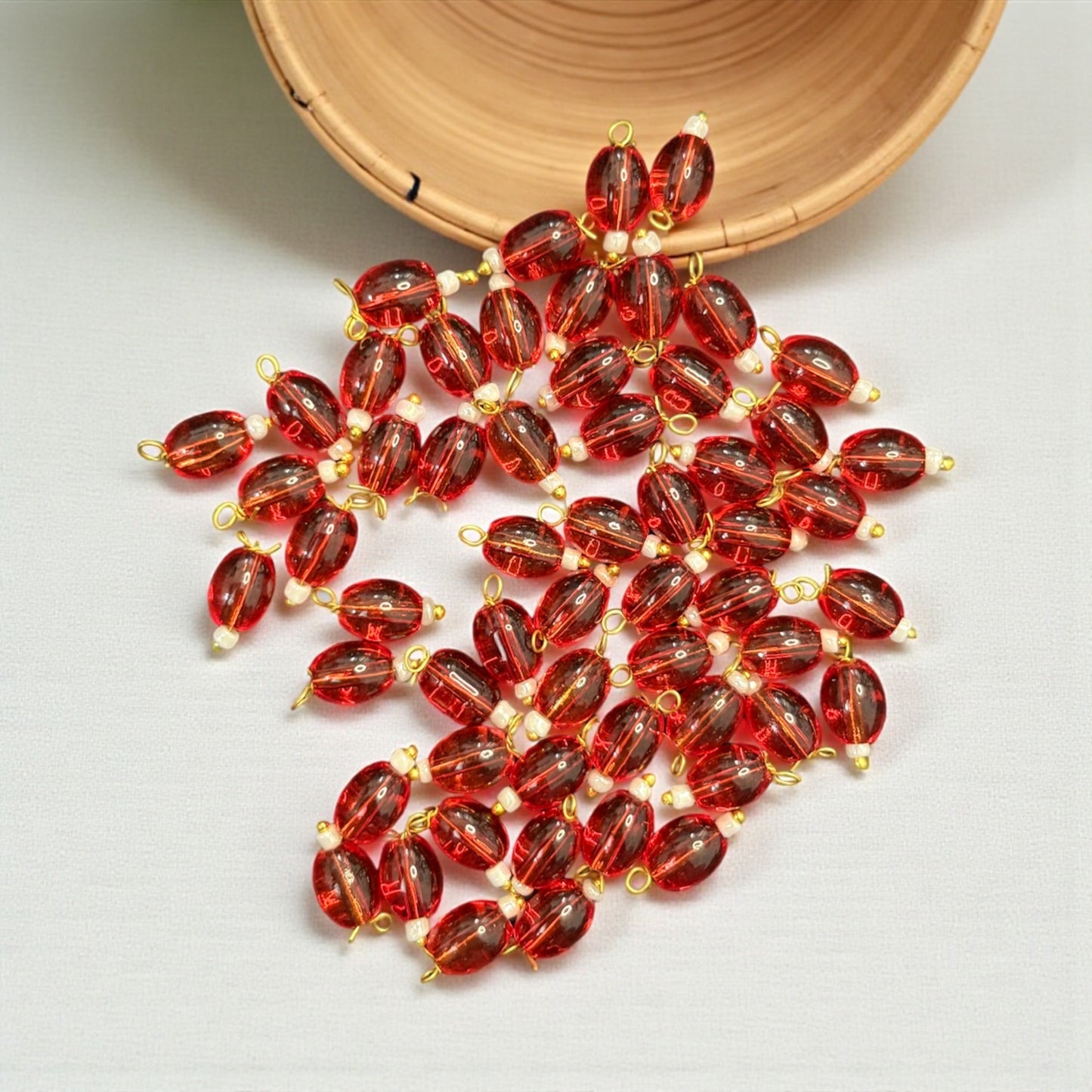 Transparent Oval Shape Glass Hanging Beads 8mm (10 pcs)