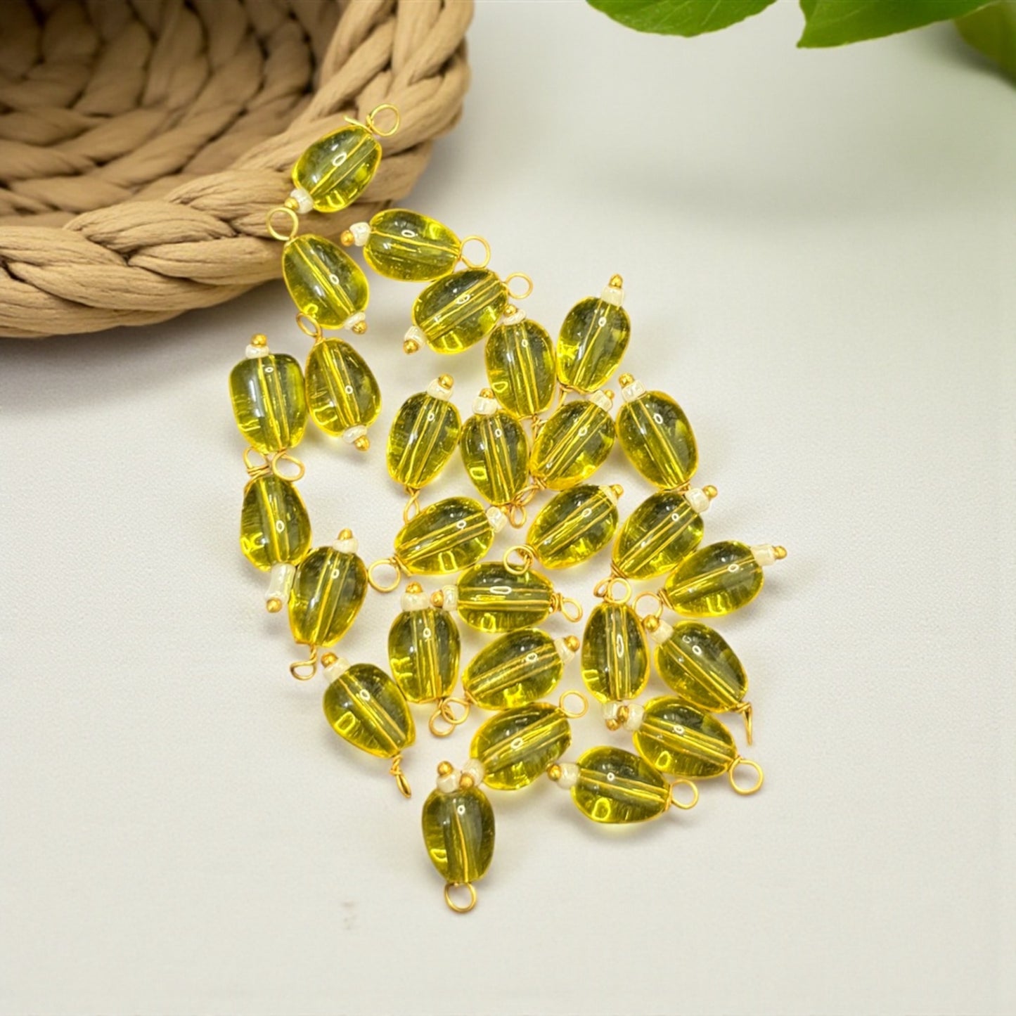 Transparent Oval Shape Glass Hanging Beads 8mm (10 pcs)