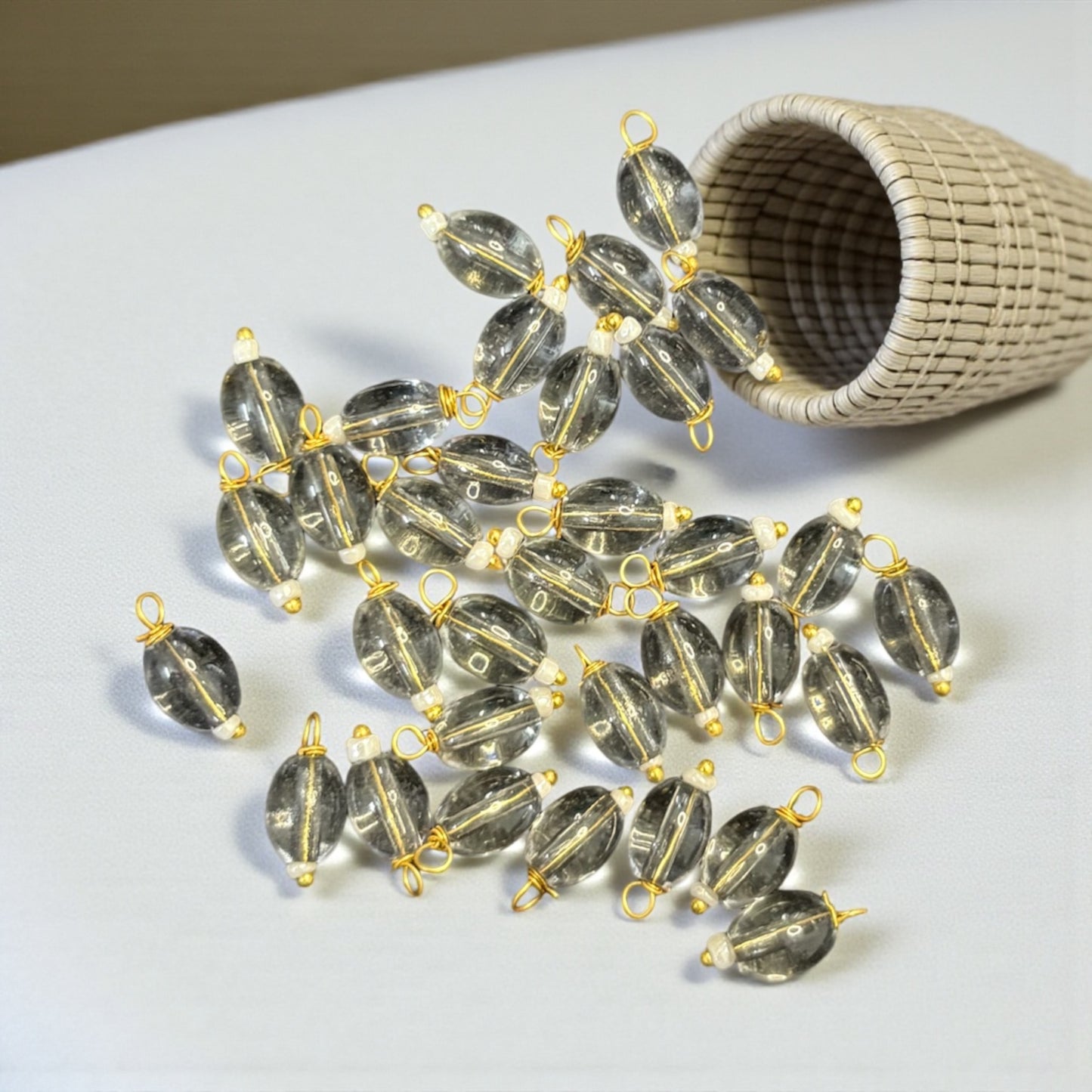 Transparent Oval Shape Glass Hanging Beads 8mm (10 pcs)