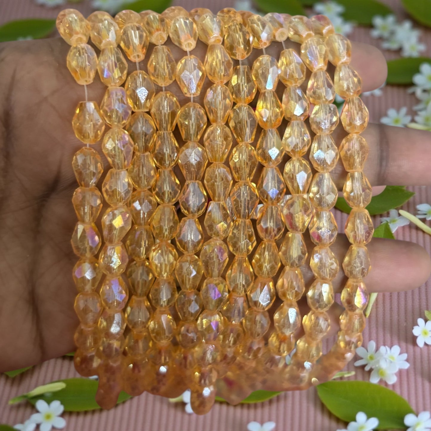 Premium Drop Crystal Beads 8mm - Gold