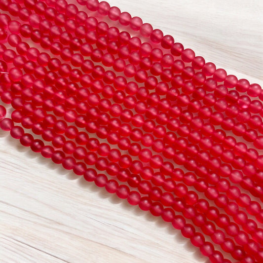 Ice Matte Beads 8mm - Maroon