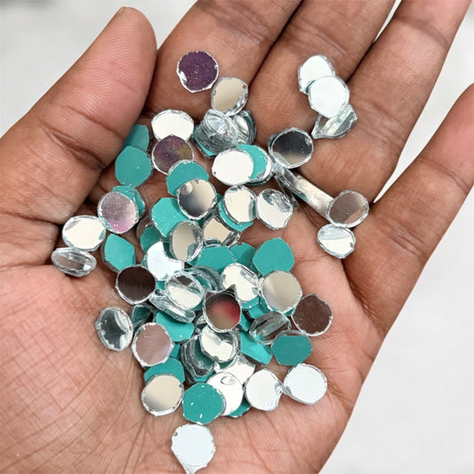 Round Shape Glass Mirror for DIY Crafts, Jewelry & Decoration (7mm) - (Pack of 10 gms)