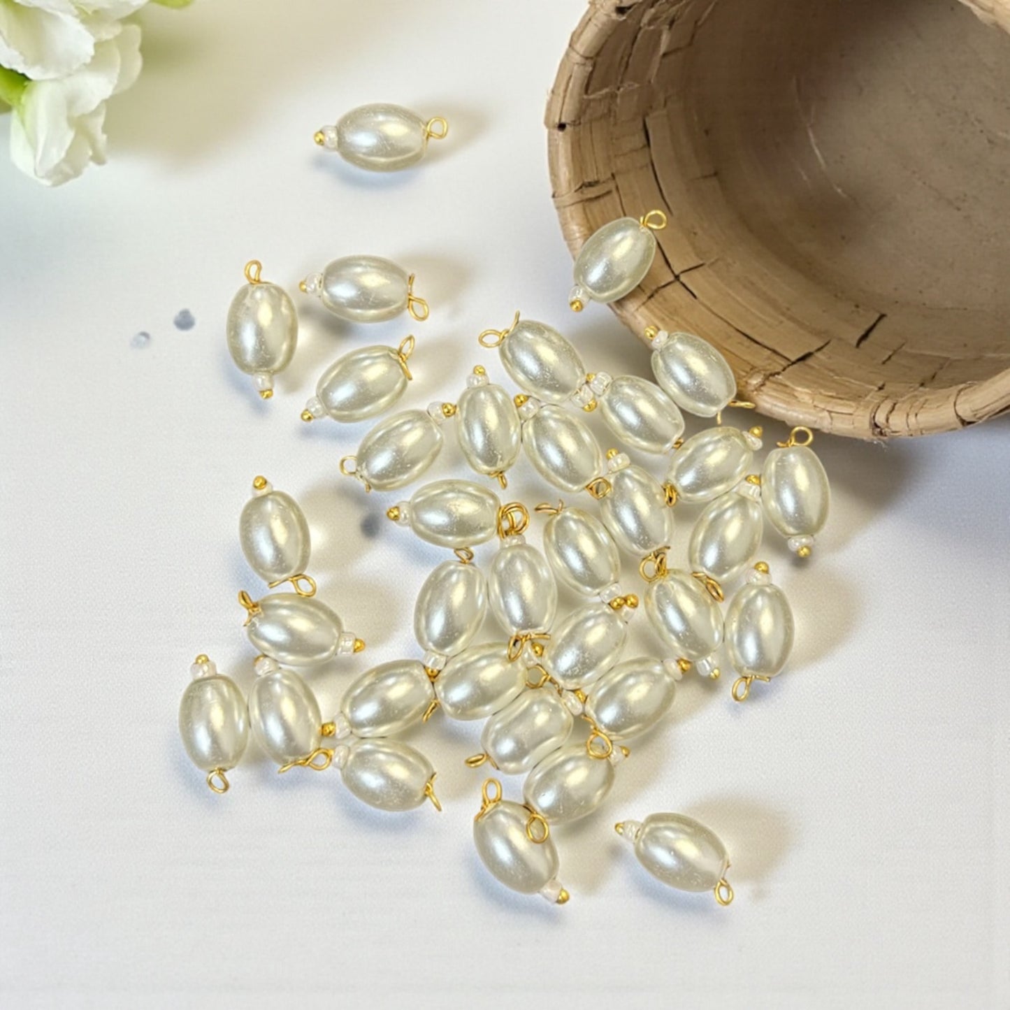 Transparent Oval Shape Glass Hanging Beads 8mm (10 pcs)