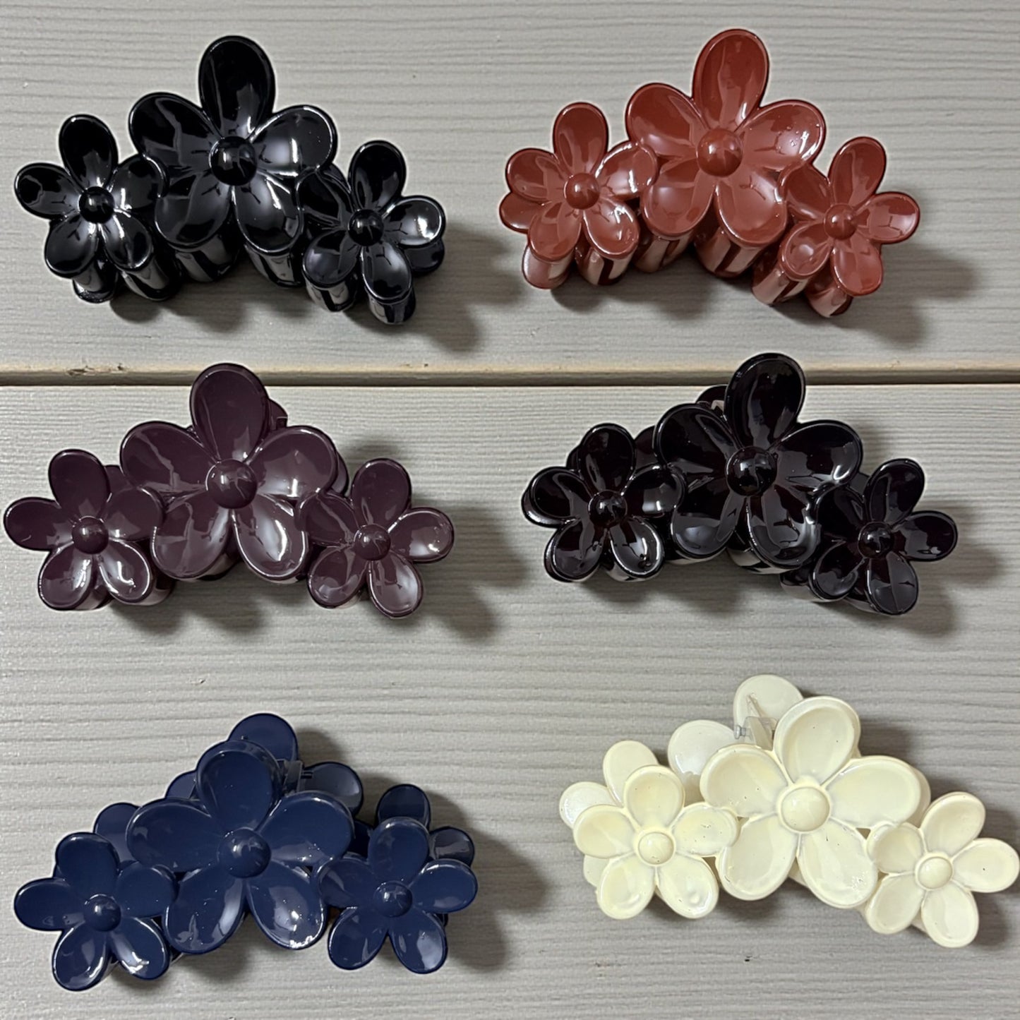 Multicolor Cherry Flower Korean Hair Clips (Big) 6 Pcs - JHKC100111