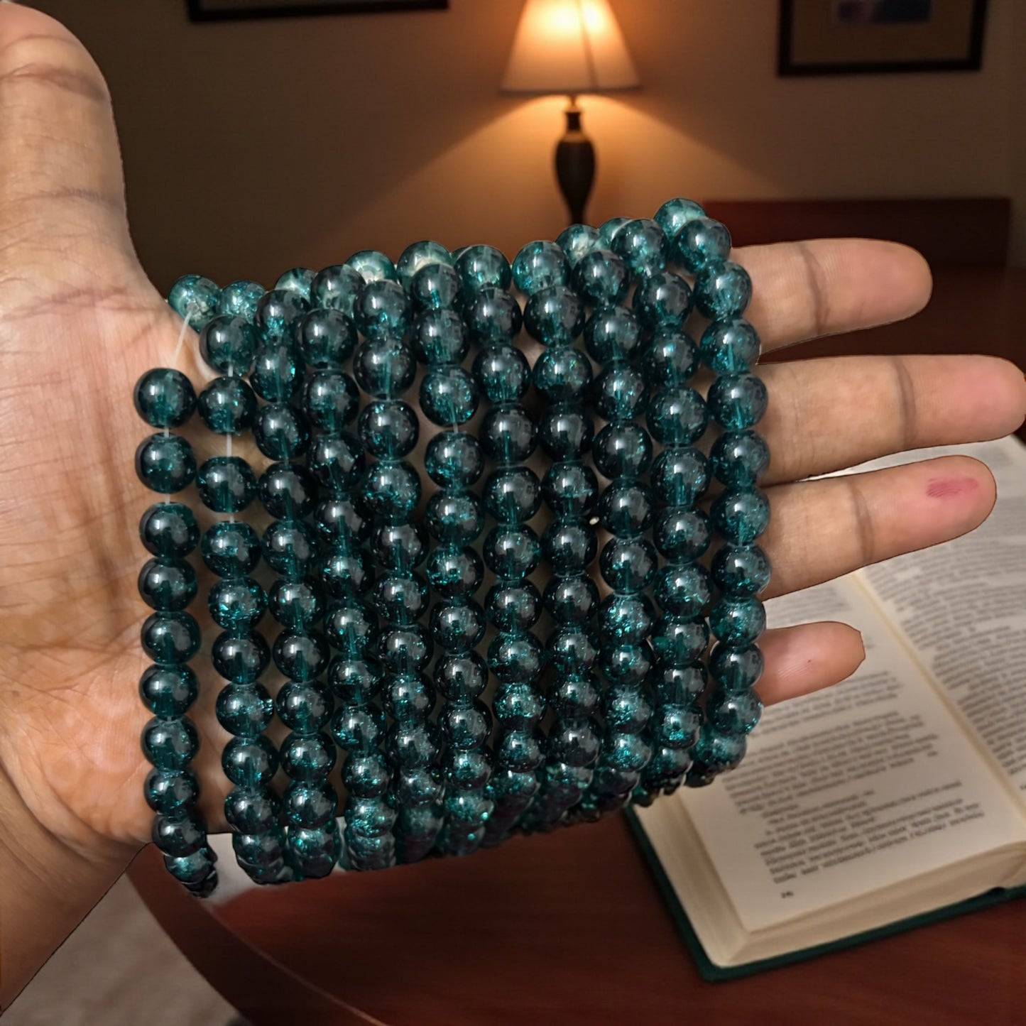 Crackle Beads 8mm - Peacock Green