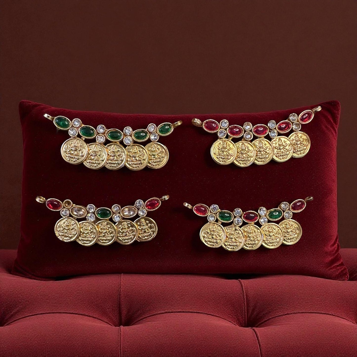 Luxury 5 (Kasumala) Lakshmi Coin AD Stone Necklace Pendant (Mixed 1PC)