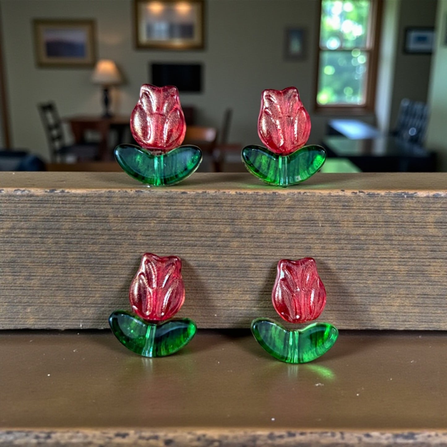 Premium Tulip Flower with Green Leaf (1 Pair) - Type 2