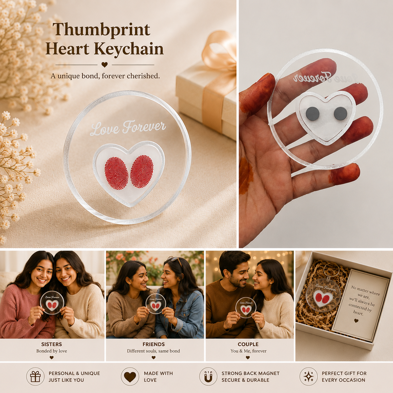 Customized Thumbprint Heart with Magnet – Love Forever ❤️