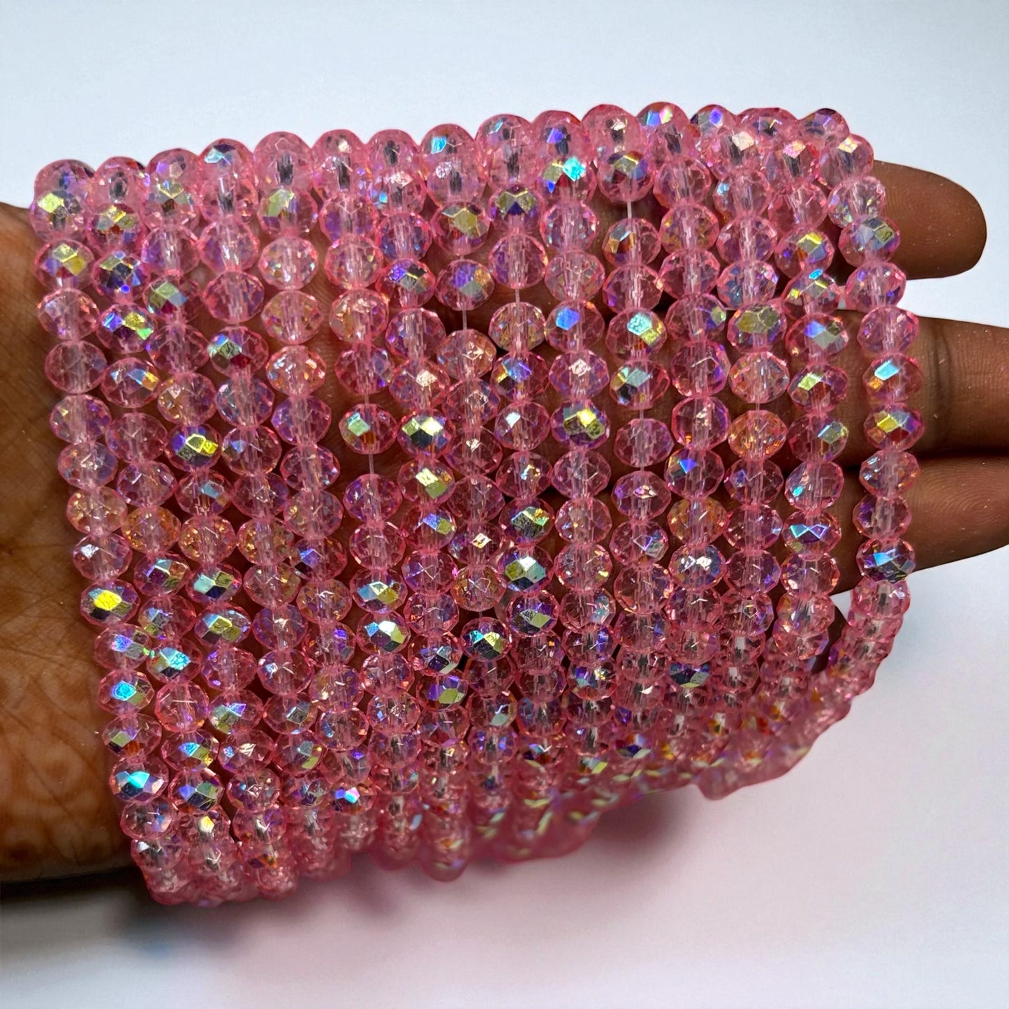 Premium Glitter Crystal Beads 6mm - Light Pink