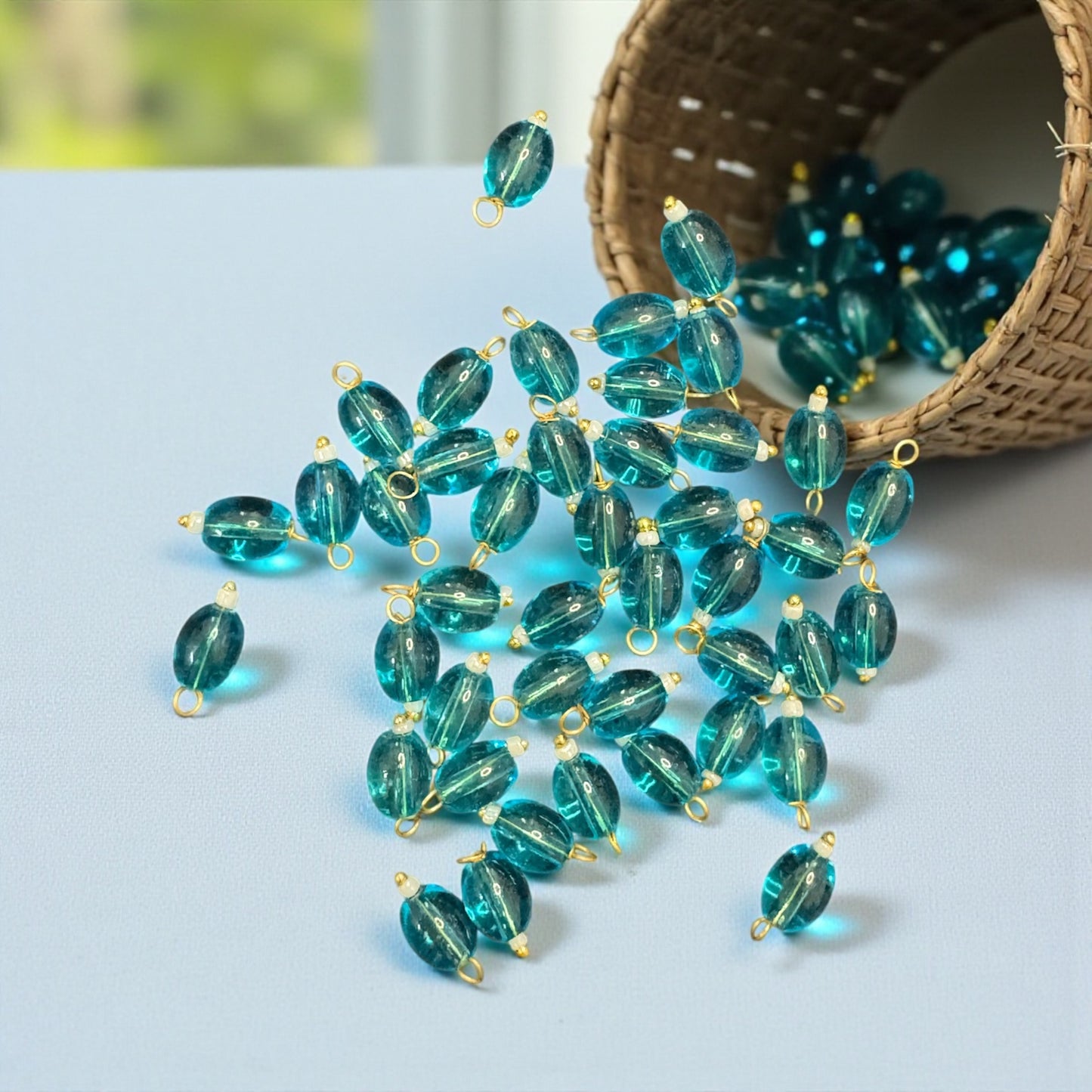 Transparent Oval Shape Glass Hanging Beads 8mm (10 pcs)