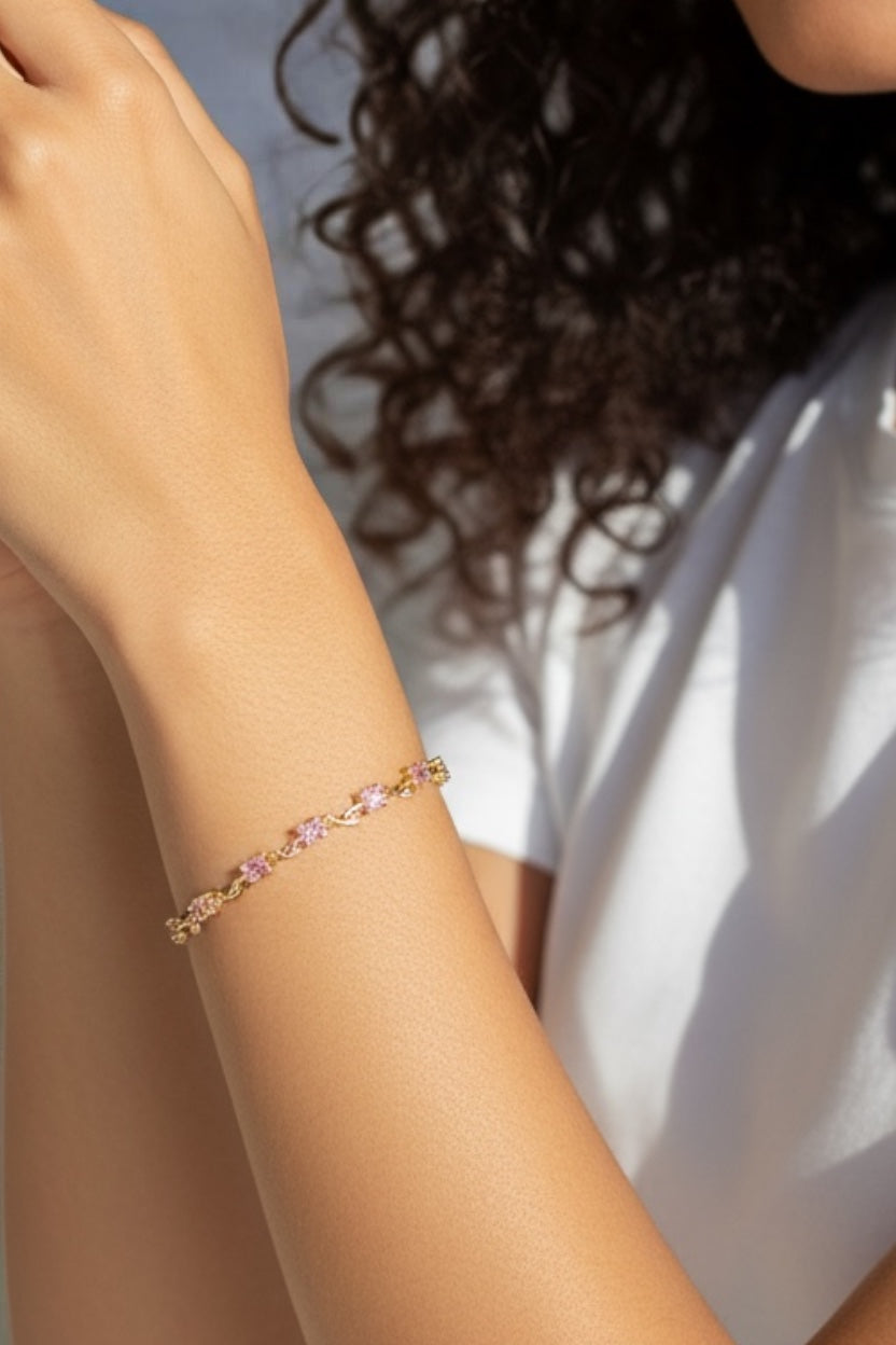 Luxury Anti-Tarnish Tulip Bracelet (Pink) - ATB19