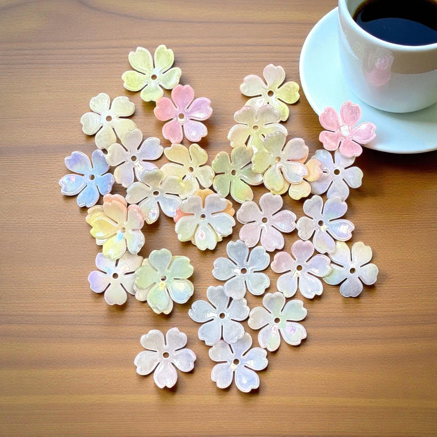 Acrylic Pastel Theme Five Petals Beads (10gms)