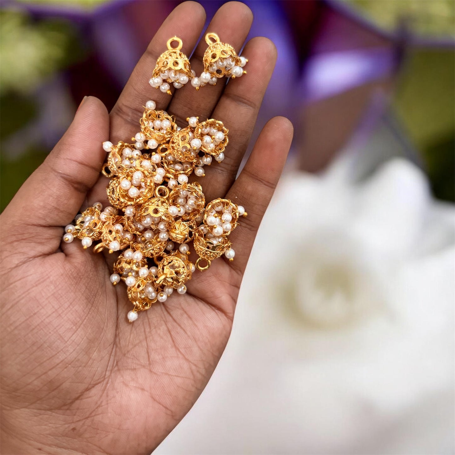 Jhumka with Pearl Beads (1 Pair) - Type #1