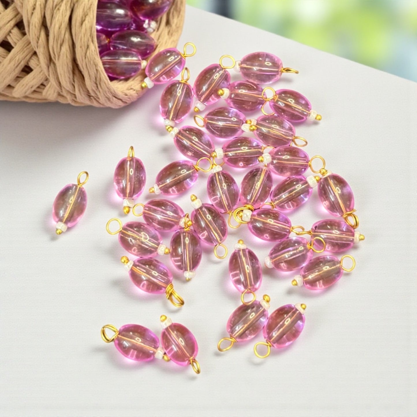 Transparent Oval Shape Glass Hanging Beads 8mm (10 pcs)