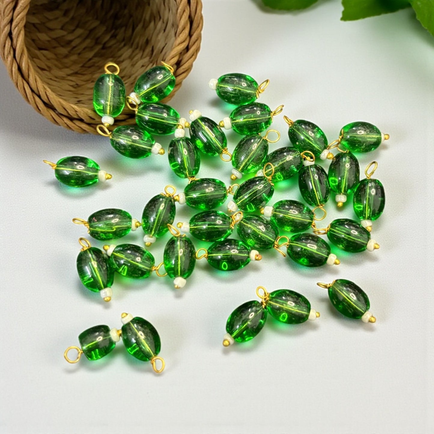 Transparent Oval Shape Glass Hanging Beads 8mm (10 pcs)