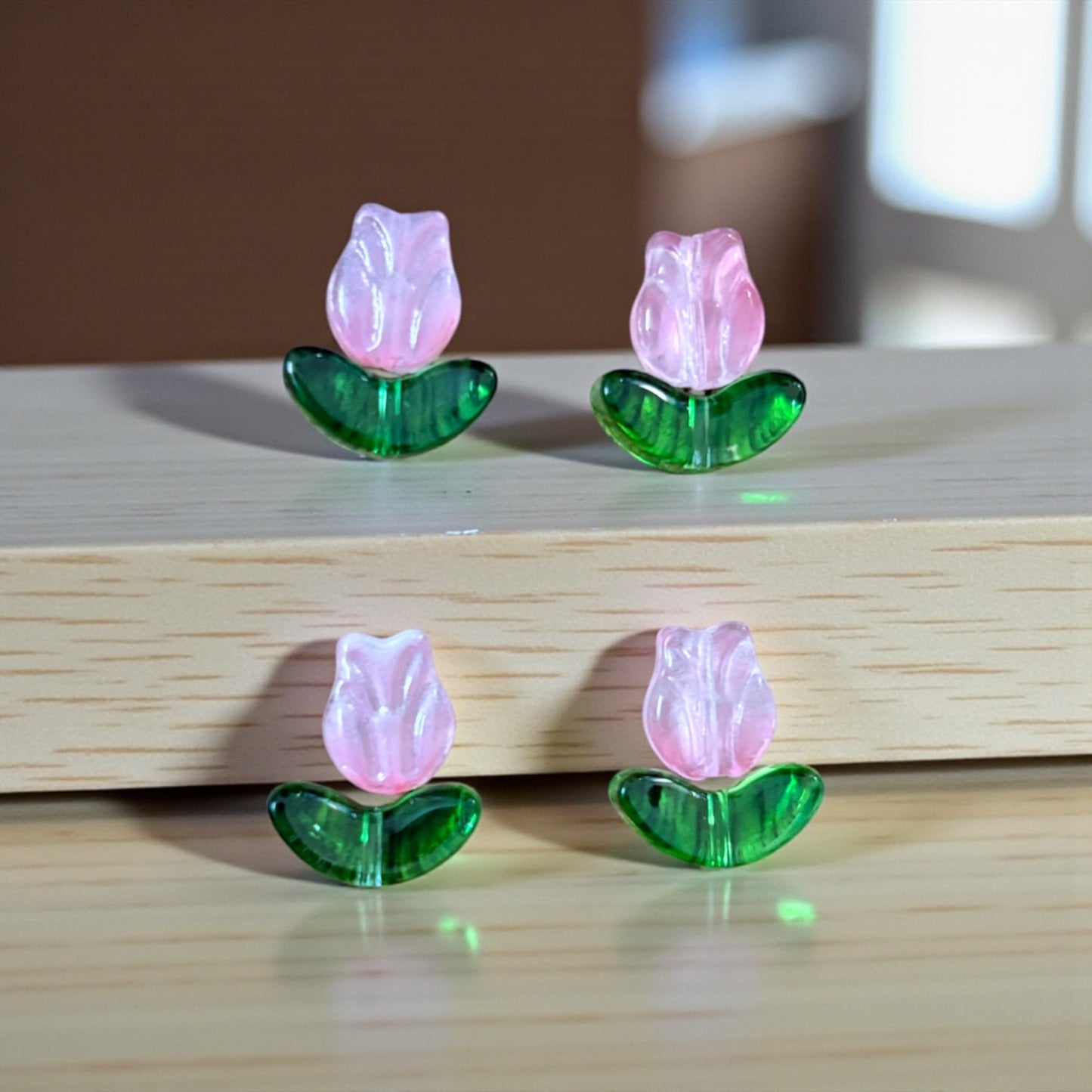 Premium Tulip Flower with Green Leaf (1 Pair) - Type 2