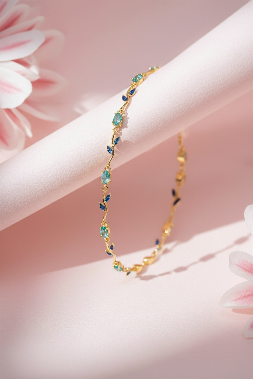 Luxury Anti-Tarnish Tulip Bracelet (Light Blue) - ATB20