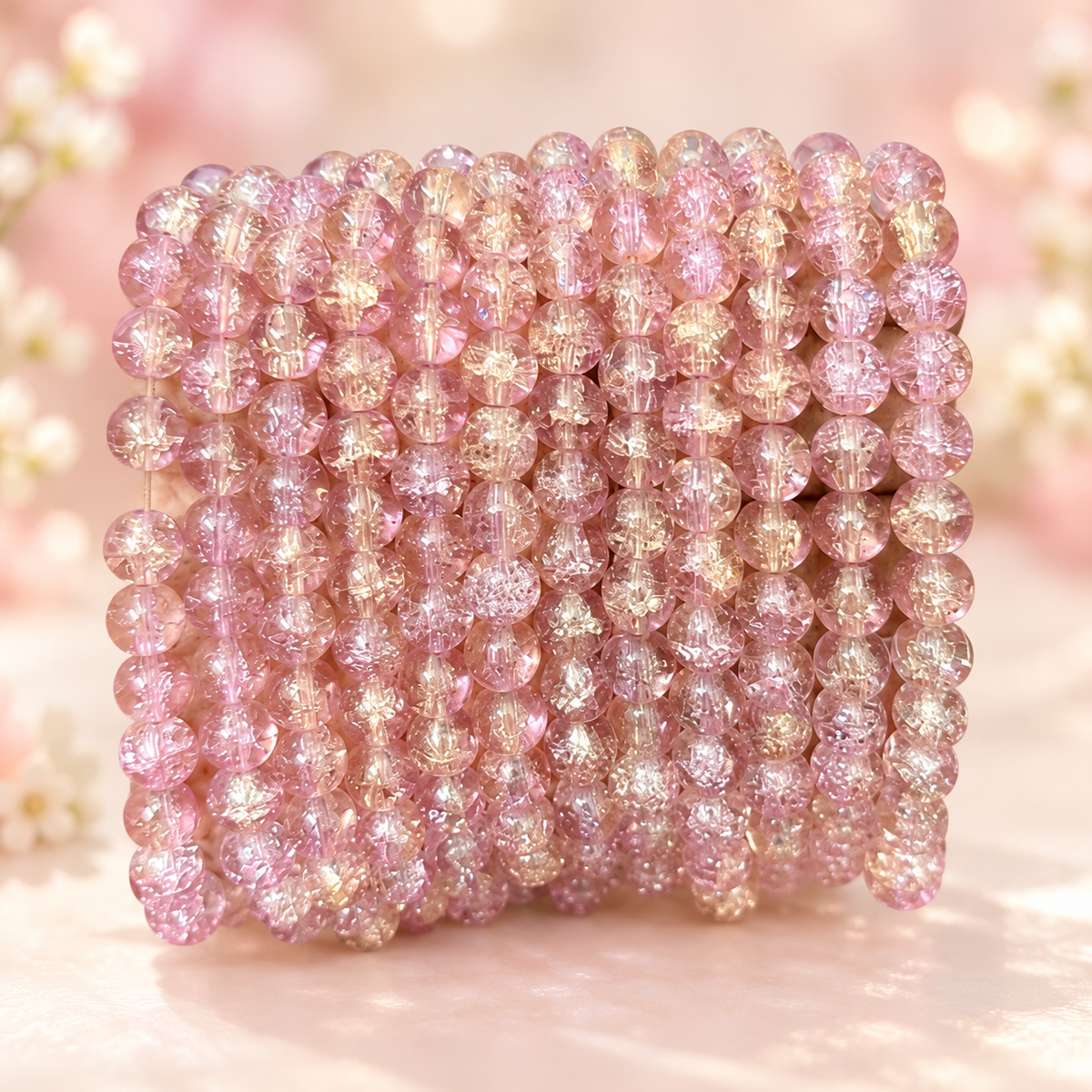 Crackle Beads 8mm - Light Purple and Light Yellow
