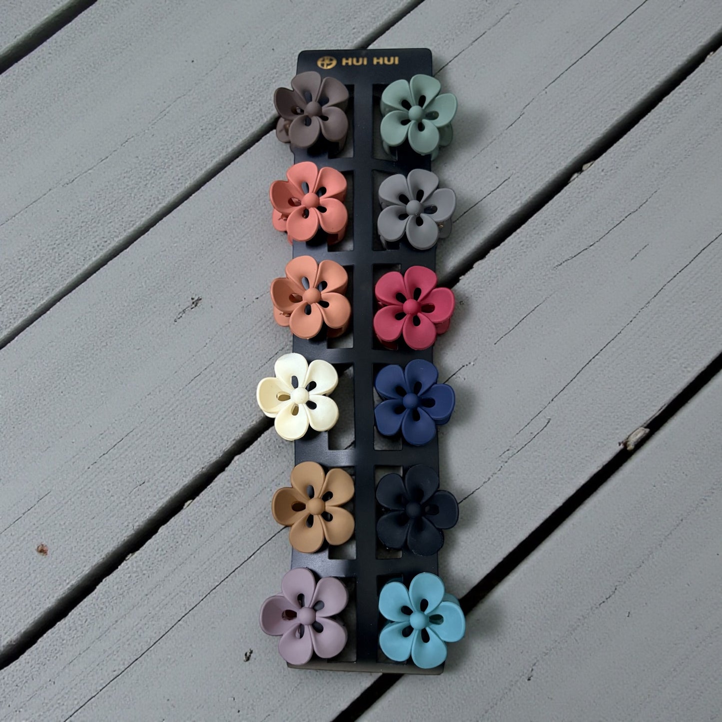 Matte Flower Korean Hair Claw Clips (Medium) - Pack of 12 Pcs JHKC100132