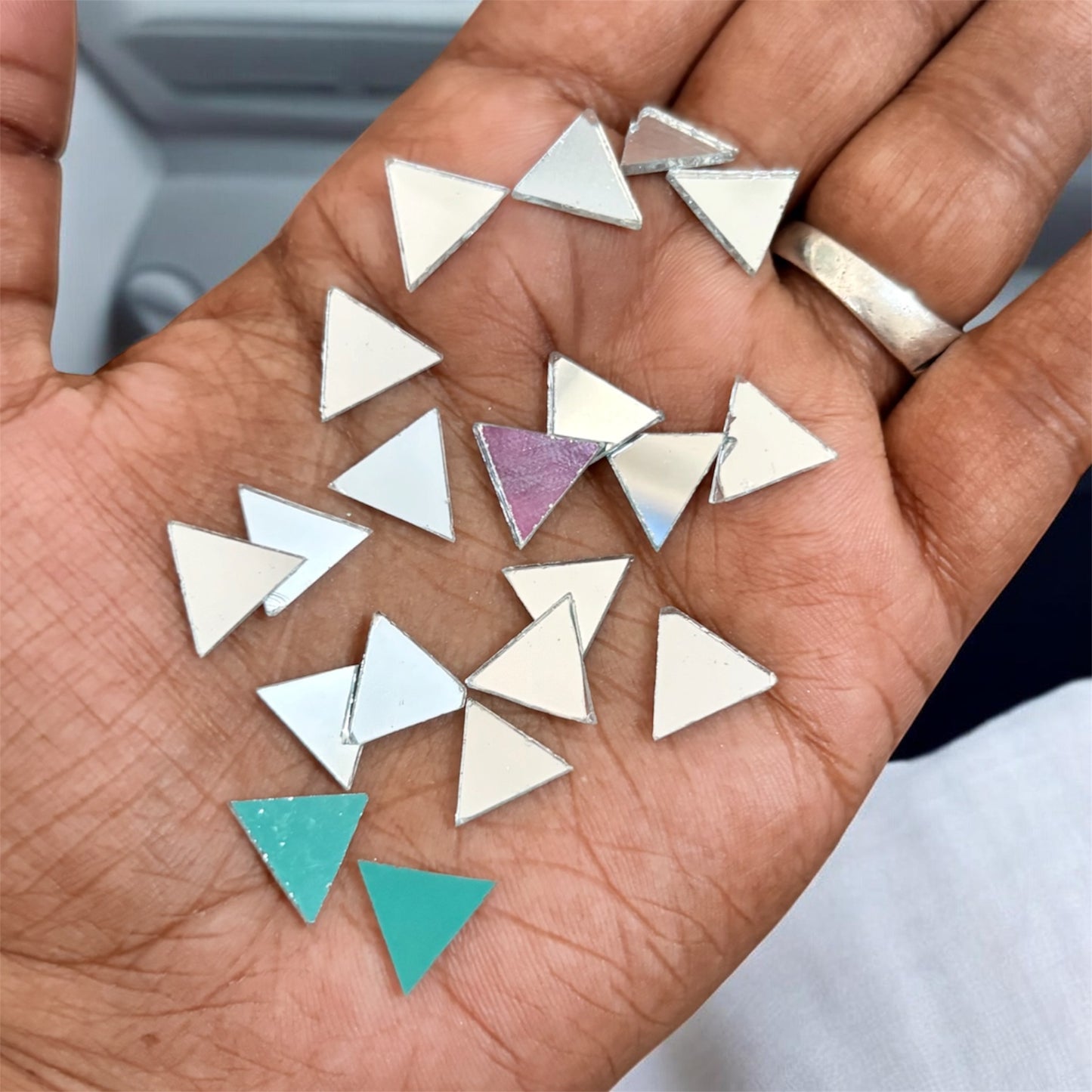 Triangle Shape Glass Mirror for DIY Crafts, Jewelry & Decoration (10mm) - (Pack of 10 gms)