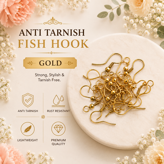 Anti Tarnish Fish Hook - Gold (10 Pcs)