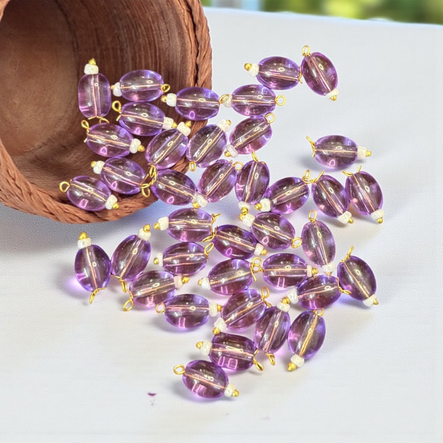 Transparent Oval Shape Glass Hanging Beads 8mm (10 pcs)