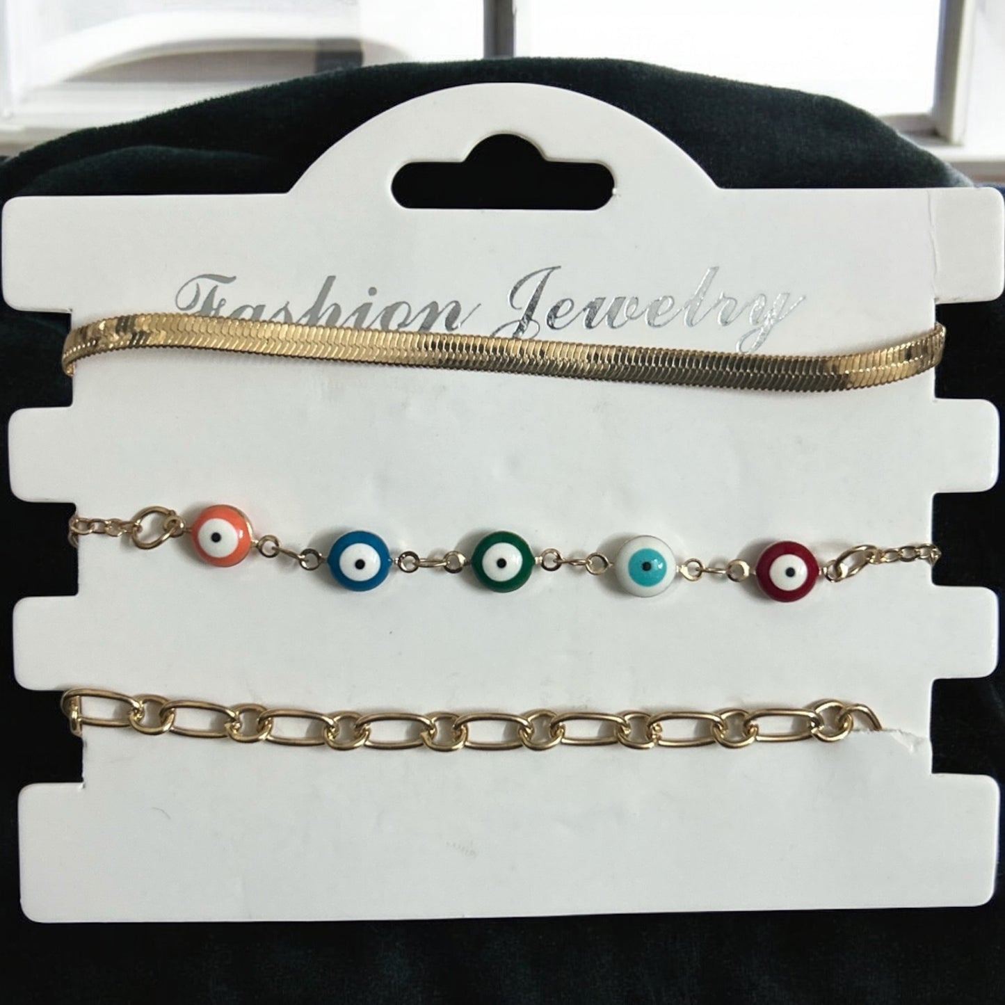 Gold Plated Adjustable Multicolor Evil Eye Fancy Bracelet