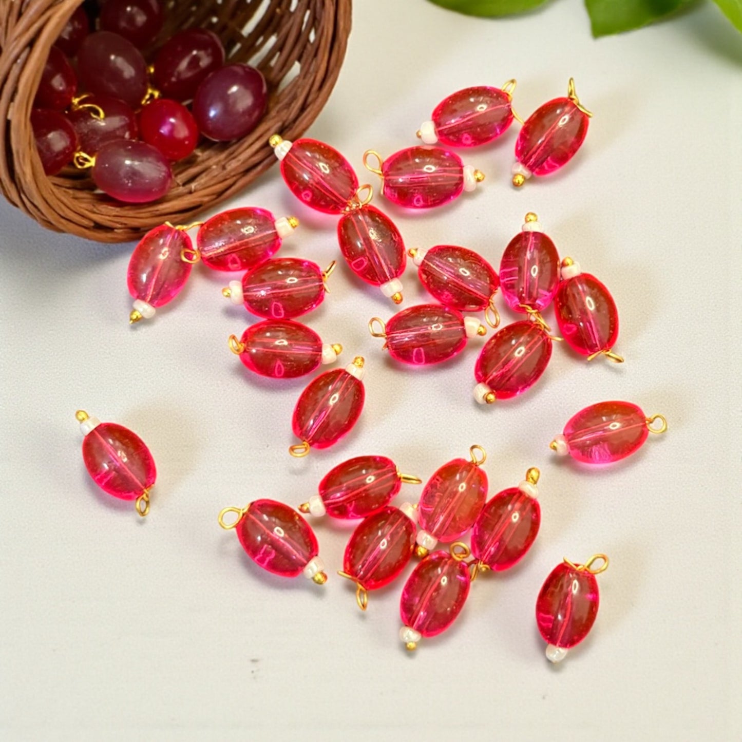 Transparent Oval Shape Glass Hanging Beads 8mm (10 pcs)