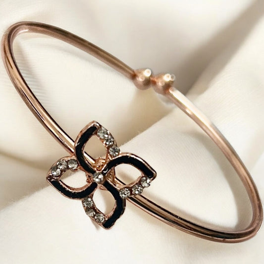 Rose Gold Finish American Diamond Stone Free Size Bracelet - Type #9