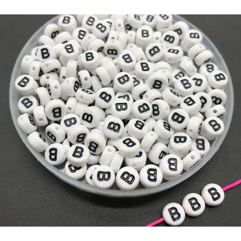 Round Alphabet Letter Beads (Pack of 10pcs)