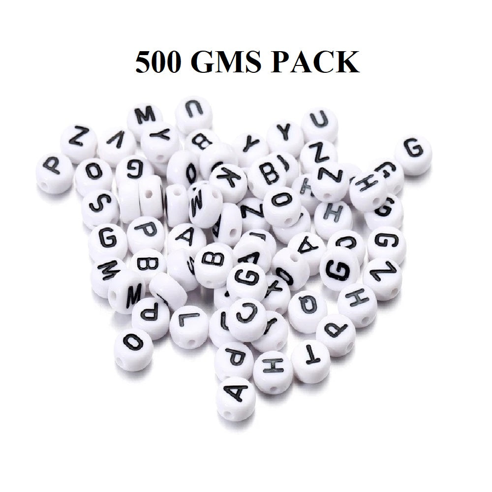 Round Alphabet Beads - 500gms Pack (Half Kg)