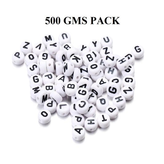 Round Alphabet Beads - 500gms Pack (Half Kg)