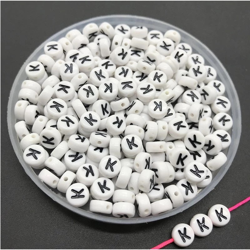 Round Alphabet Letter Beads (Pack of 10pcs)