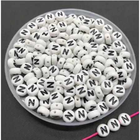 Round Alphabet Letter Beads (Pack of 10pcs)
