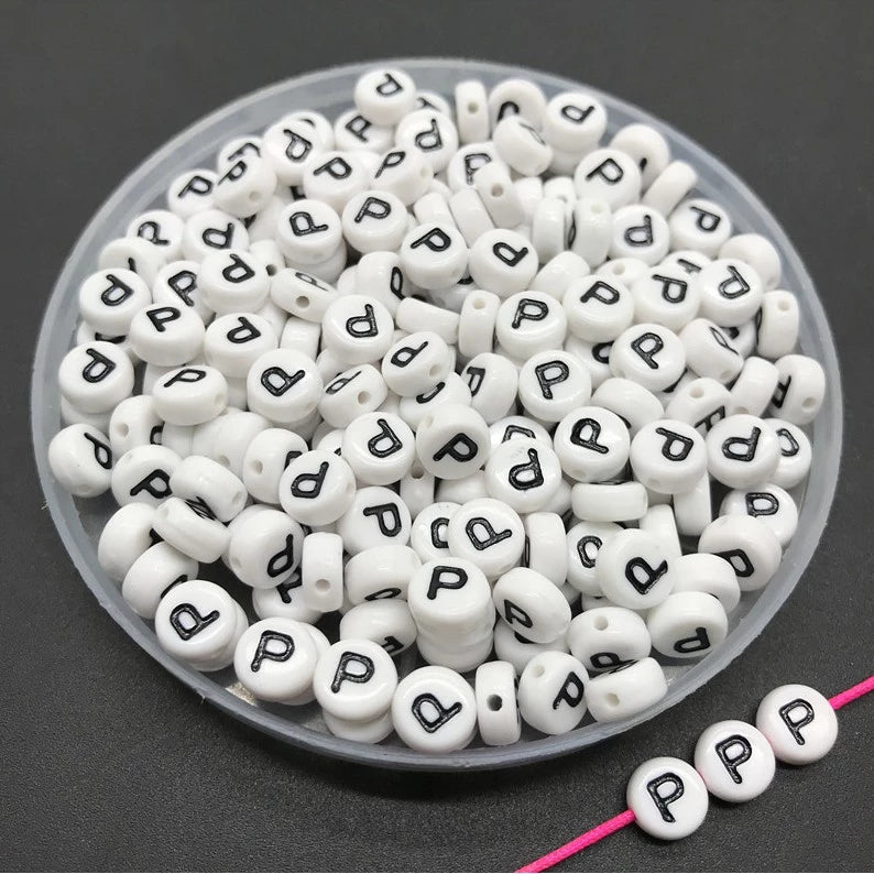 Round Alphabet Letter Beads (Pack of 10pcs)