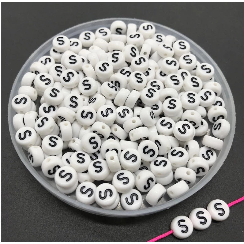 Round Alphabet Letter Beads (Pack of 10pcs)