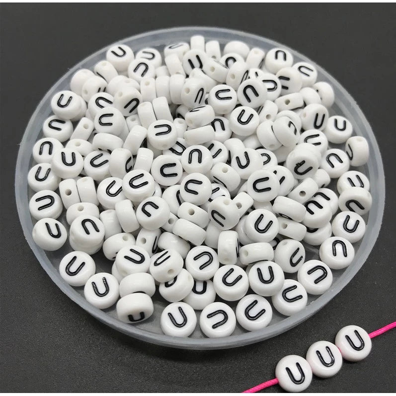 Round Alphabet Letter Beads (Pack of 10pcs)
