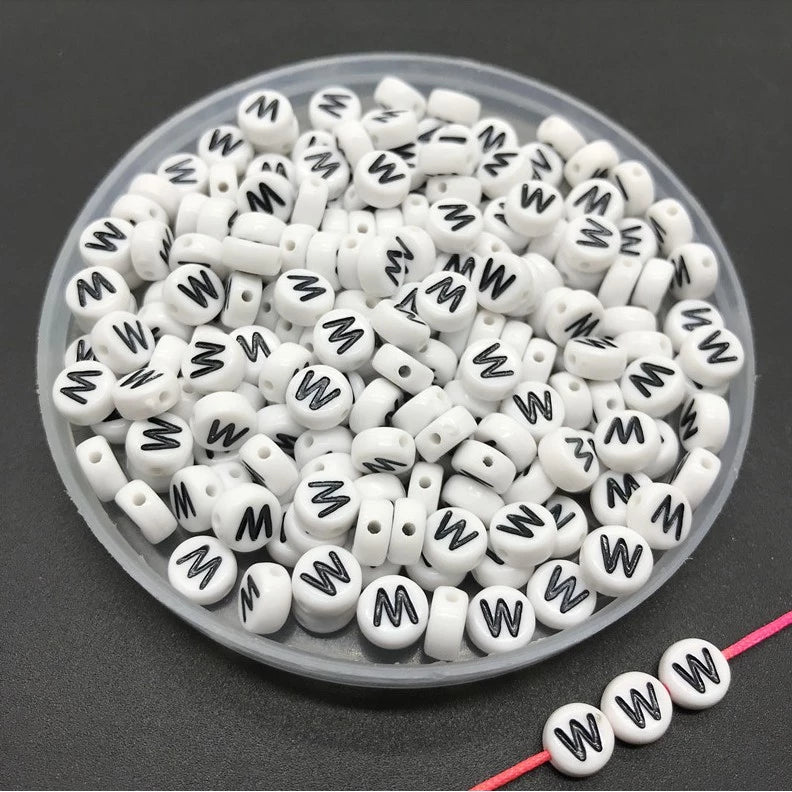 Round Alphabet Letter Beads (Pack of 10pcs)