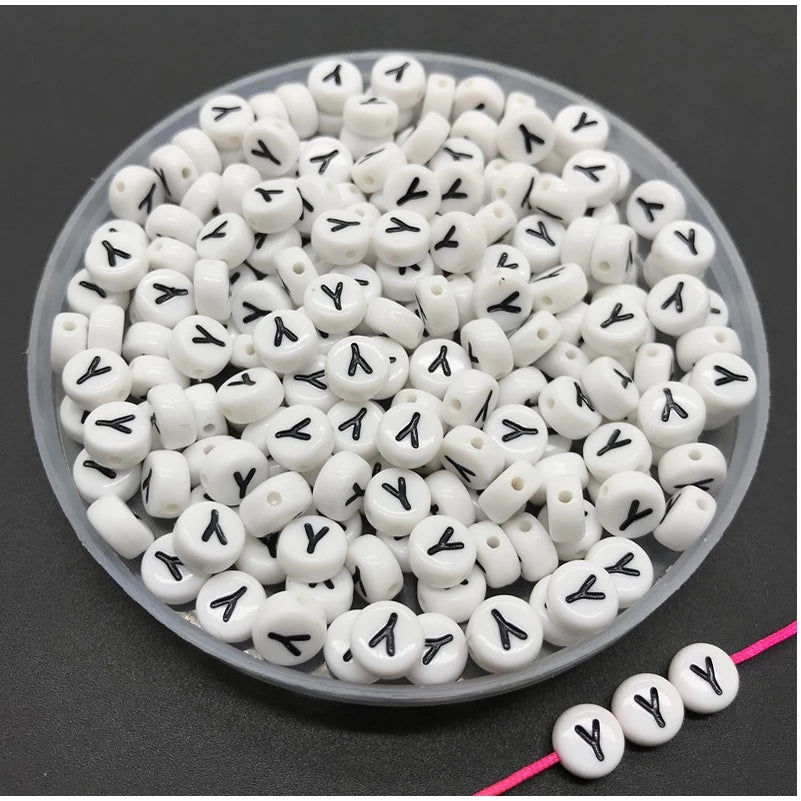Round Alphabet Letter Beads (Pack of 10pcs)