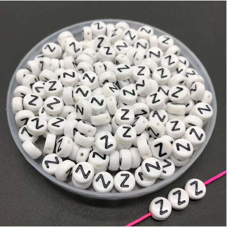 Round Alphabet Letter Beads (Pack of 10pcs)