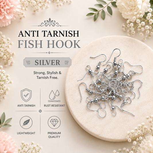 Anti Tarnish Fish Hook - Silver (10 Pcs)