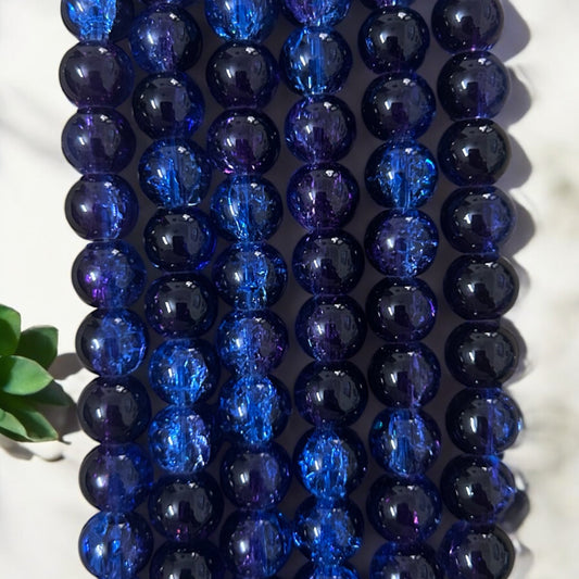 Crackle Beads 8mm - Dark Blue & Purple Black
