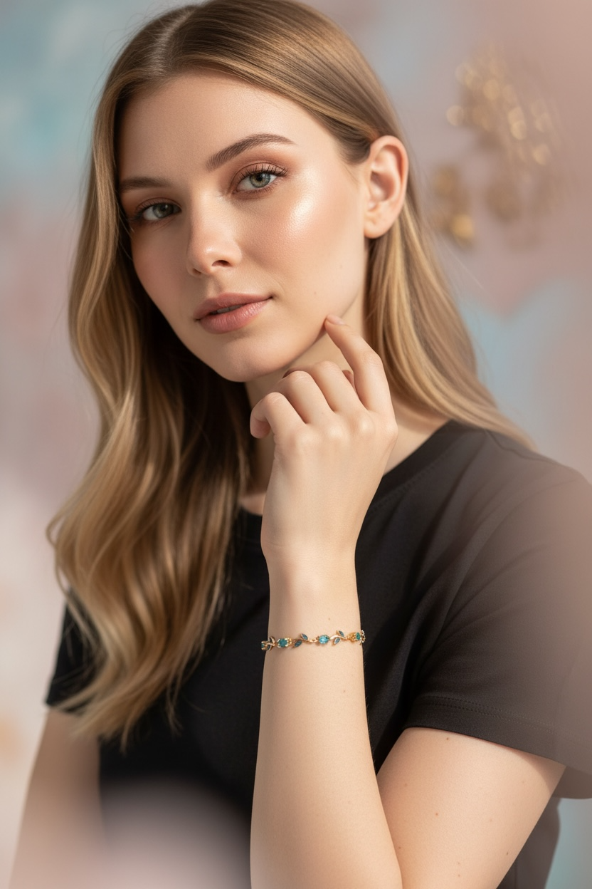 Luxury Anti-Tarnish Tulip Bracelet (Light Blue) - ATB20