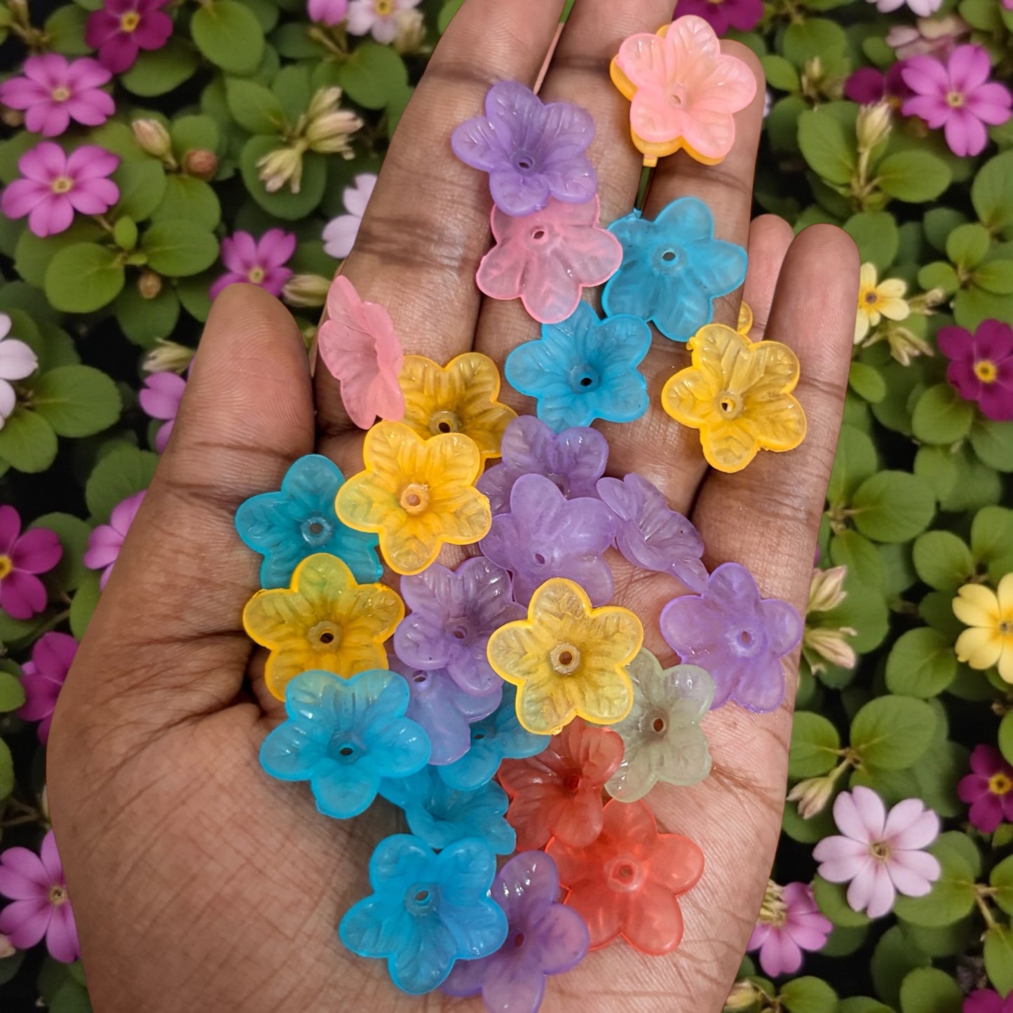 Multicolor Matte Finish Acrylic Flower (10gms) (Big)