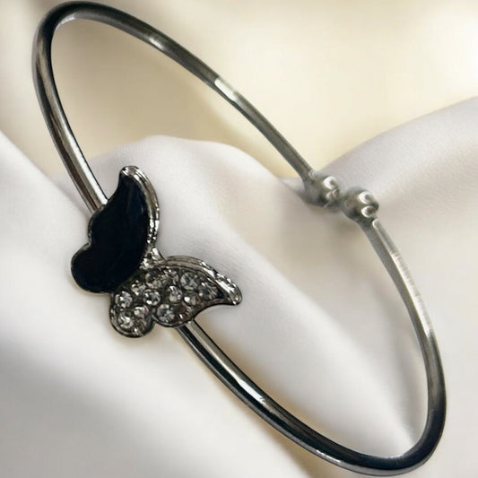 Silver Finish American Diamond Stone Free Size Bracelet - Type #13