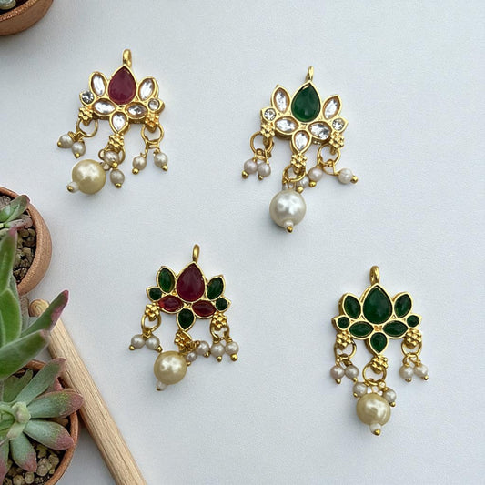 Trending Lotus Pendant with Stones & Pearls (1 PC)