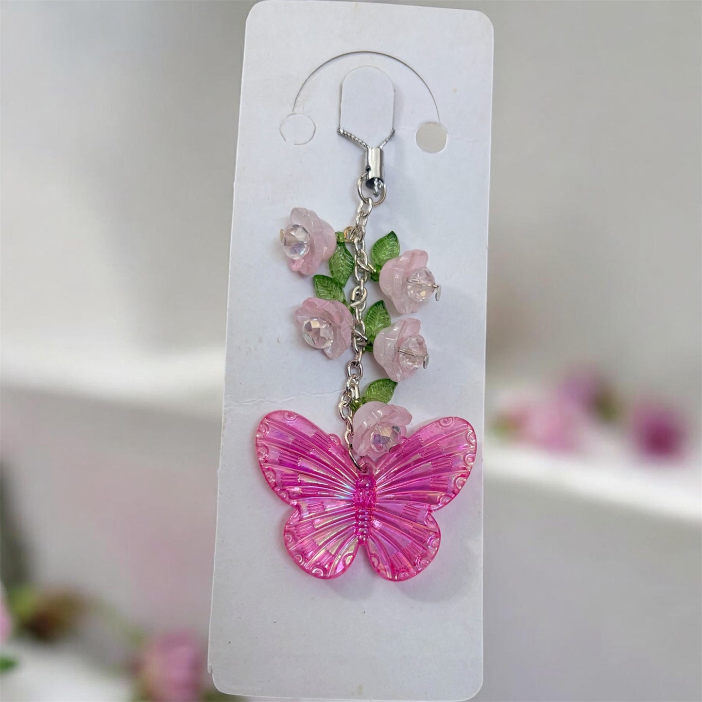 Jo Handmade Pink Butterfly Phone Charm (1 pc)