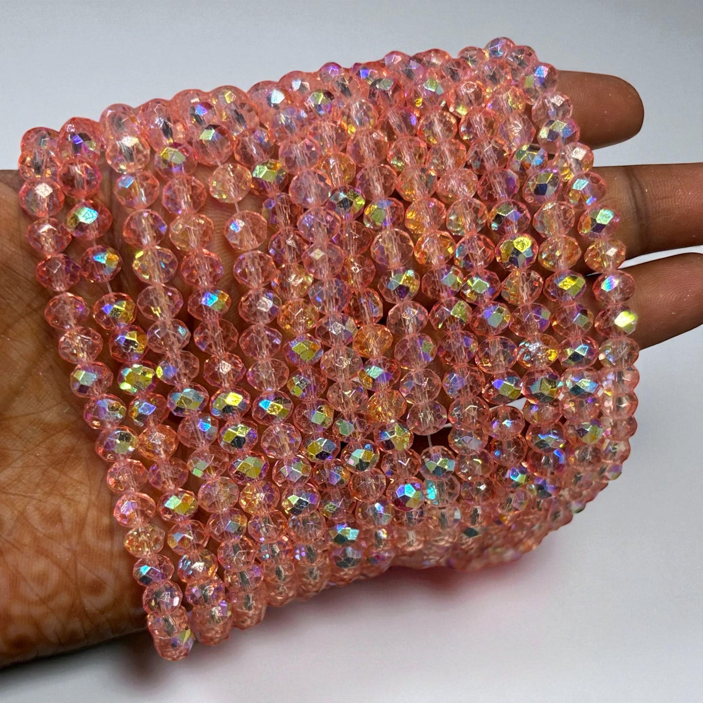 Premium Glitter Crystal Beads 6mm - Peach