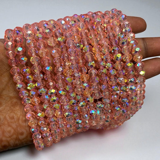 Premium Glitter Crystal Beads 6mm - Peach