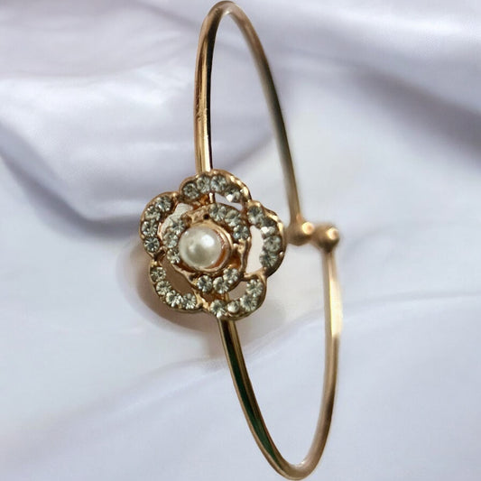 Rose Gold Finish American Diamond Stone Free Size Bracelet - Type #4